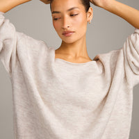 Oversized Knit Off-The-Shoulder Sweater Oat Marl | Oner Active UK