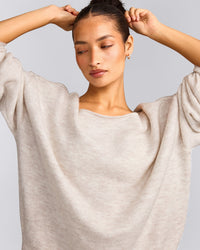 Oversized Knit Off-The-Shoulder Sweater | Oat Marl