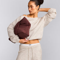 Oversized Knit Off-The-Shoulder Sweater | Oat Marl