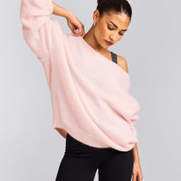 Oversized Knit Off-The-Shoulder Sweater | Soft Girl Pink