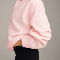 Oversized Knit Off-The-Shoulder Sweater | Soft Girl Pink