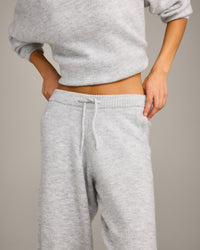 Oversized Knit Straight Leg Bottoms | Light Grey Marl