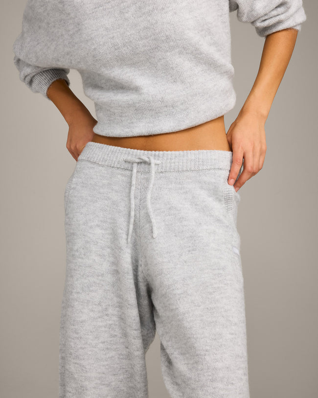Oversized Knit Straight Leg Bottoms | Light Grey Marl