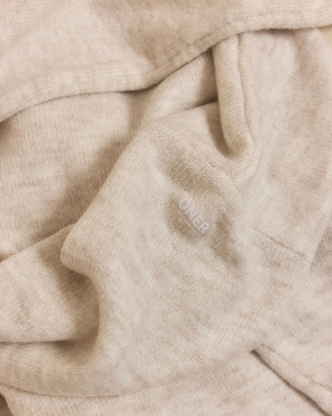Oversized Knit Zip Through Mid Hoodie | Oat Marl