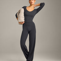 Mellow™ Motion Wide V Neck 3/4 Length Sleeve Mid Top | Coal
