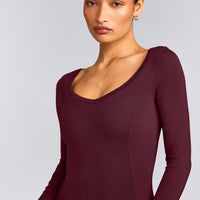 Mellow™ Motion Wide V Neck Long Sleeve Top | Cherry Lacquer Purple
