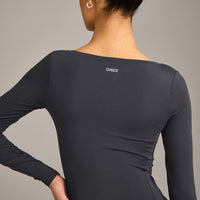 Mellow™ Motion Wide V Neck Long Sleeve Top | Coal