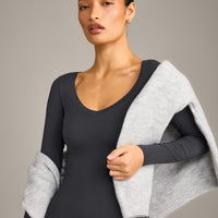 Mellow™ Motion Wide V Neck Long Sleeve Top | Coal