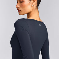 Mellow™ Motion Wide V Neck Long Sleeve Top | True Blue