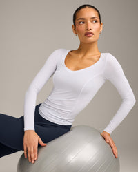 Mellow™ Motion Wide V Neck Long Sleeve Top | White