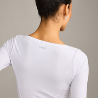 Mellow™ Motion Wide V Neck Long Sleeve Top | White