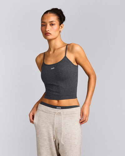 Seamless Strappy Vest | Charcoal Marl