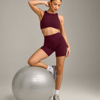 SoftMotion™ High Neck Sports Bra with Grey Logo | Cherry Lacquer Purple