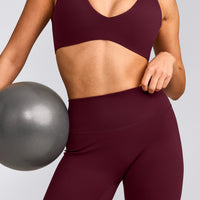 SoftMotion™ High Waisted Leggings with Grey Logo | Cherry Lacquer Purple
