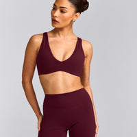 SoftMotion™ Scoop Back Bralette with Grey Logo | Cherry Lacquer Purple