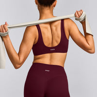 SoftMotion™ Scoop Back Bralette with Grey Logo | Cherry Lacquer Purple