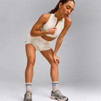 EasyLift™ Zip High Neck Sports Bra with Grey Logo | Marshmallow White