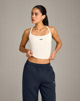 Mellow™ Rib Racer Back Mid Vest with Built in Bra Shelf | Off White