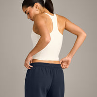 Mellow™ Rib Racer Back Mid Vest with Built in Bra Shelf | Off White