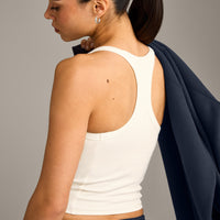 Mellow™ Rib Racer Back Mid Vest with Built in Bra Shelf | Off White