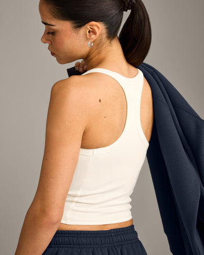Mellow™ Rib Racer Back Mid Vest with Built in Bra Shelf | Off White