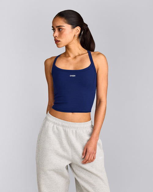 Mellow™ Rib Racer Back Mid Vest with Built in Bra Shelf | Varsity Blue
