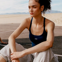 Mellow™ Rib Racer Back Mid Vest with Built in Bra Shelf | Varsity Blue