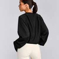 Oversized V Neck Long Sleeve T-Shirt with Oner Graphic | Black