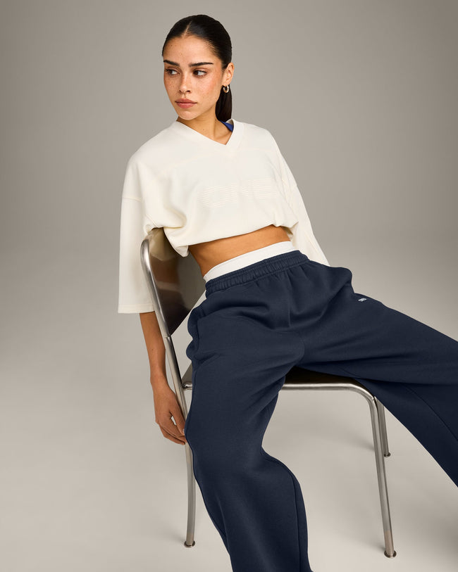 Oversized V Neck T-Shirt with Oner Graphic | Off White