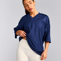 Oversized V Neck T-Shirt with Oner Graphic | Varsity Blue