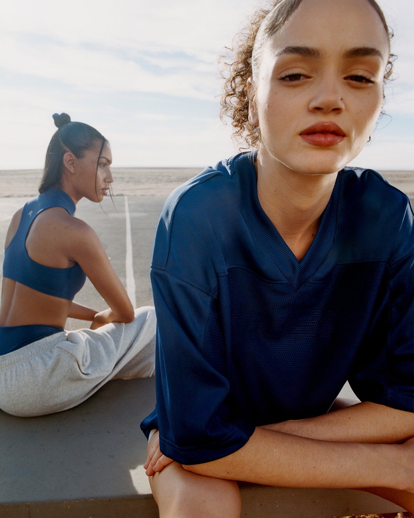 Oversized V Neck T-Shirt with Oner Graphic | Varsity Blue