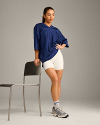 Oversized V Neck T-Shirt with Oner Graphic | Varsity Blue