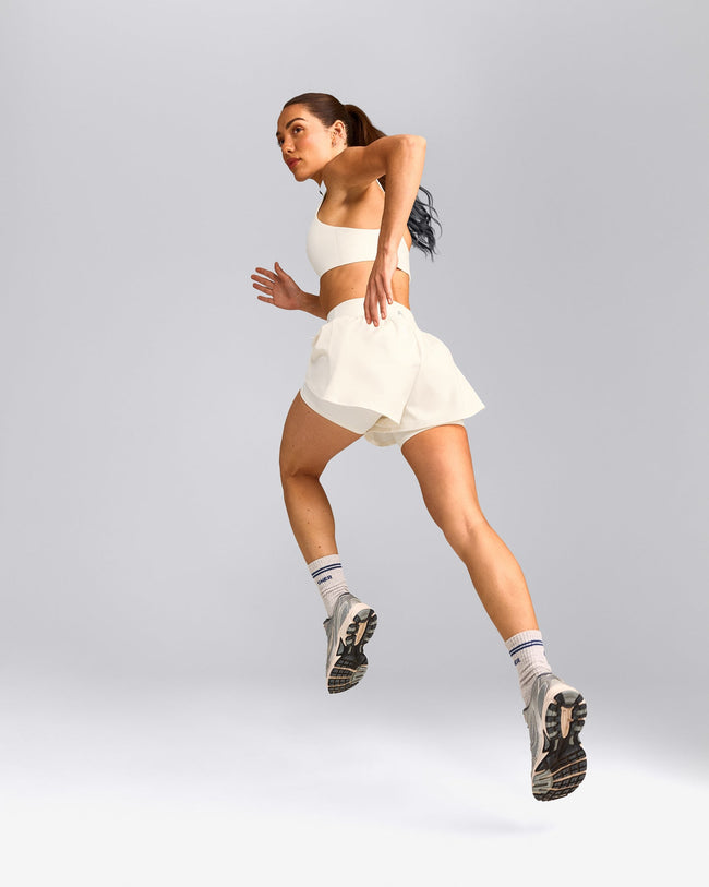 UnifiedMove™ Double Layer Shorts 5" with Reflective Logo | Marshmallow White