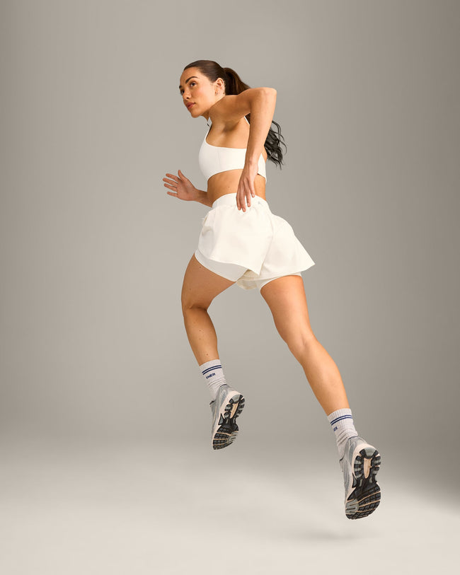 UnifiedMove™ Double Layer Shorts 5" with Reflective Logo | Marshmallow White