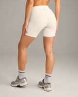 UnifiedMove High Waisted Shorts 6" with Reflective Logo | Marshmallow White