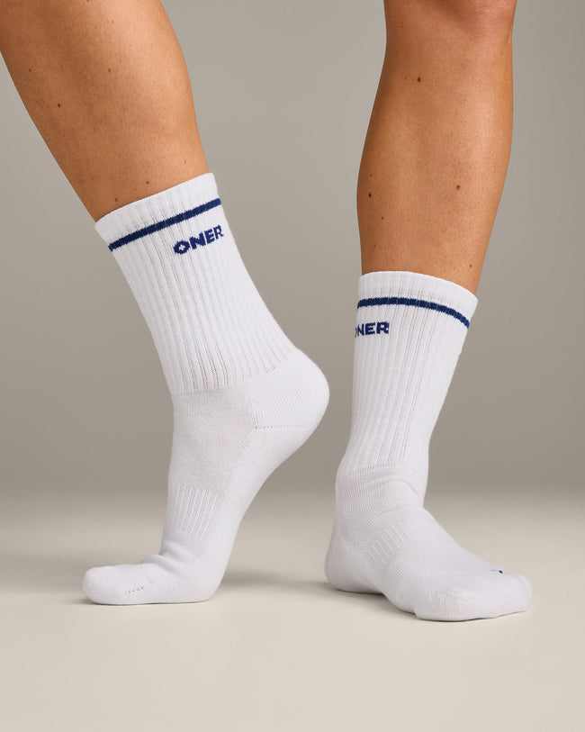Varsity Stripe Crew Socks 3 Pack | White/Grey