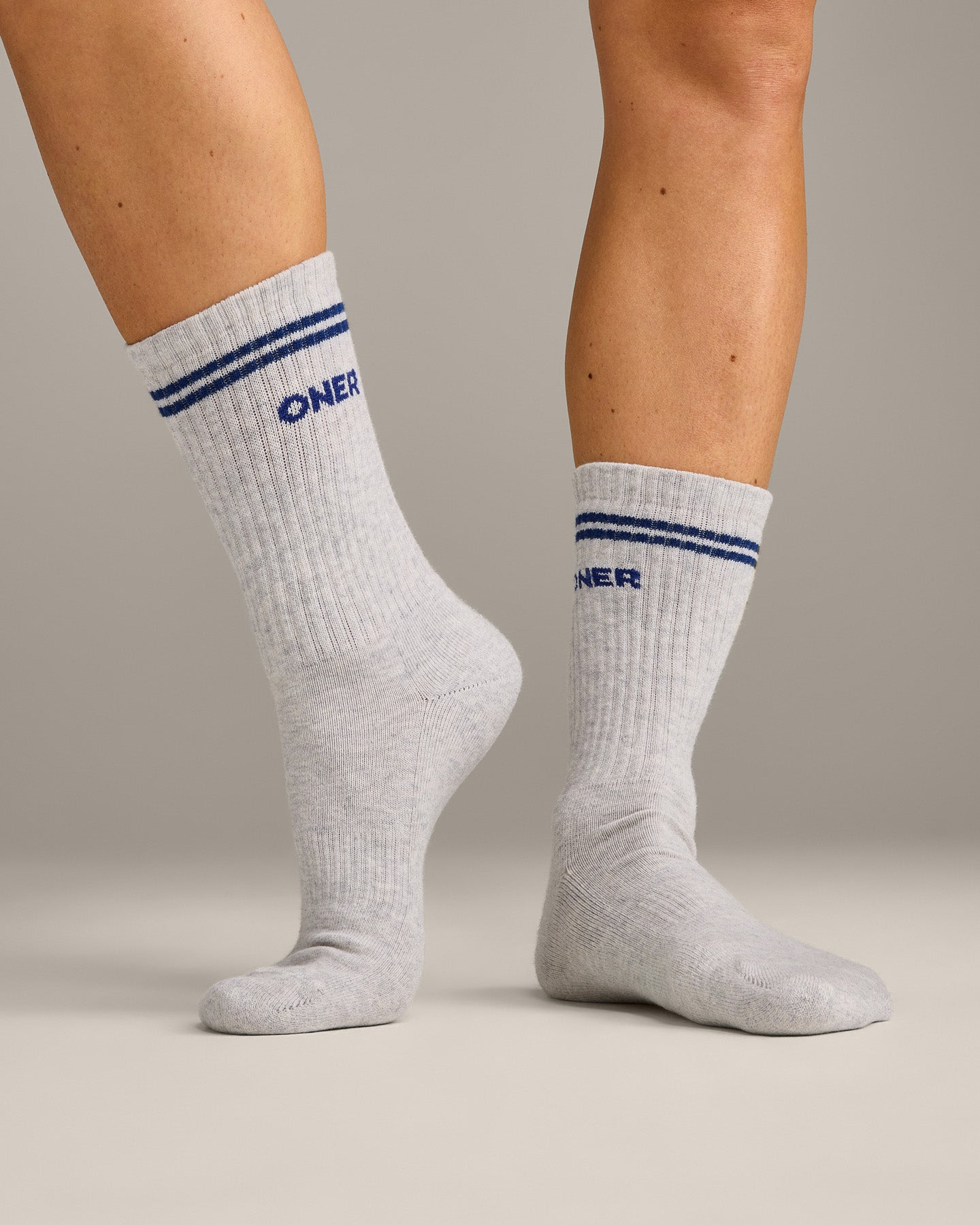 Varsity Stripe Crew Socks 3 Pack | White/Grey