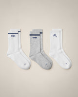 Varsity Stripe Crew Socks 3 Pack | White/Grey