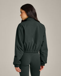 Cropped Bomber Jacket | Emerald Noir