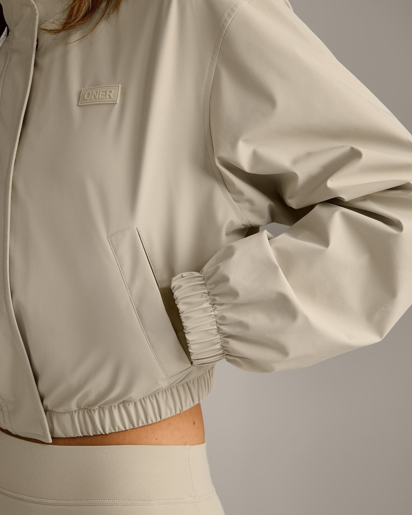 Cropped Bomber Jacket | Oatmeal