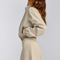 Cropped Bomber Jacket | Oatmeal