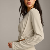 FormeSoft™ Relaxed Slash Neck Long Sleeve Top | Oatmeal