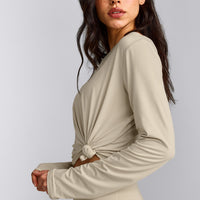 FormeSoft™ Relaxed Slash Neck Long Sleeve Top | Oatmeal