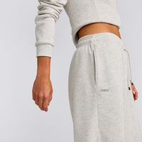 Jersey Tracksuit Straight Leg Joggers | Light Grey Marl