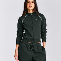 Jersey Tracksuit Zip Through Jacket | Emerald Noir