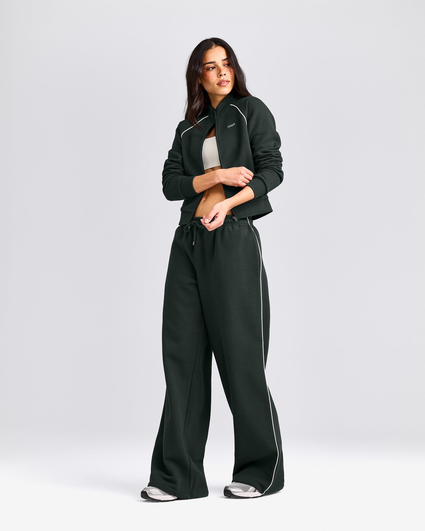 Jersey Tracksuit Zip Through Jacket | Emerald Noir
