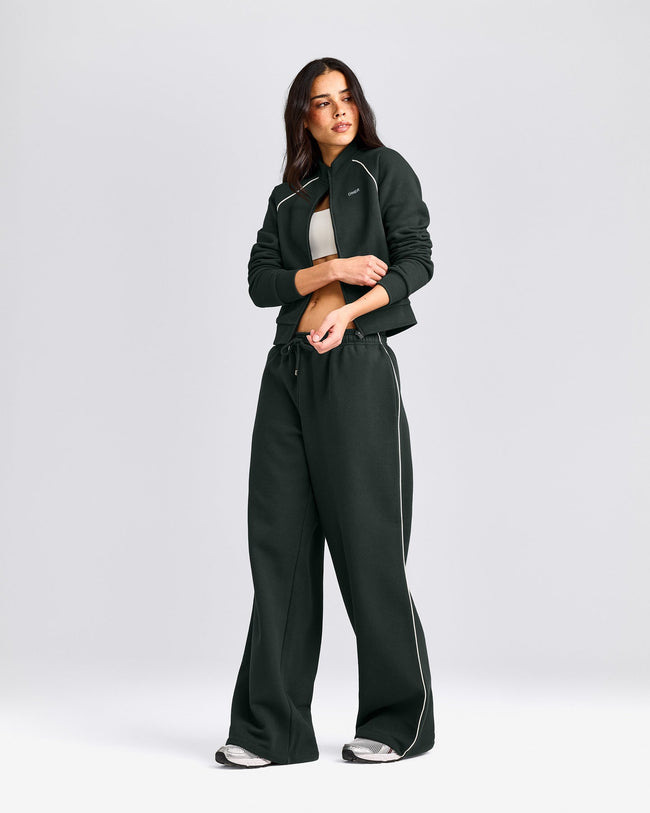 Jersey Tracksuit Zip Through Jacket | Emerald Noir