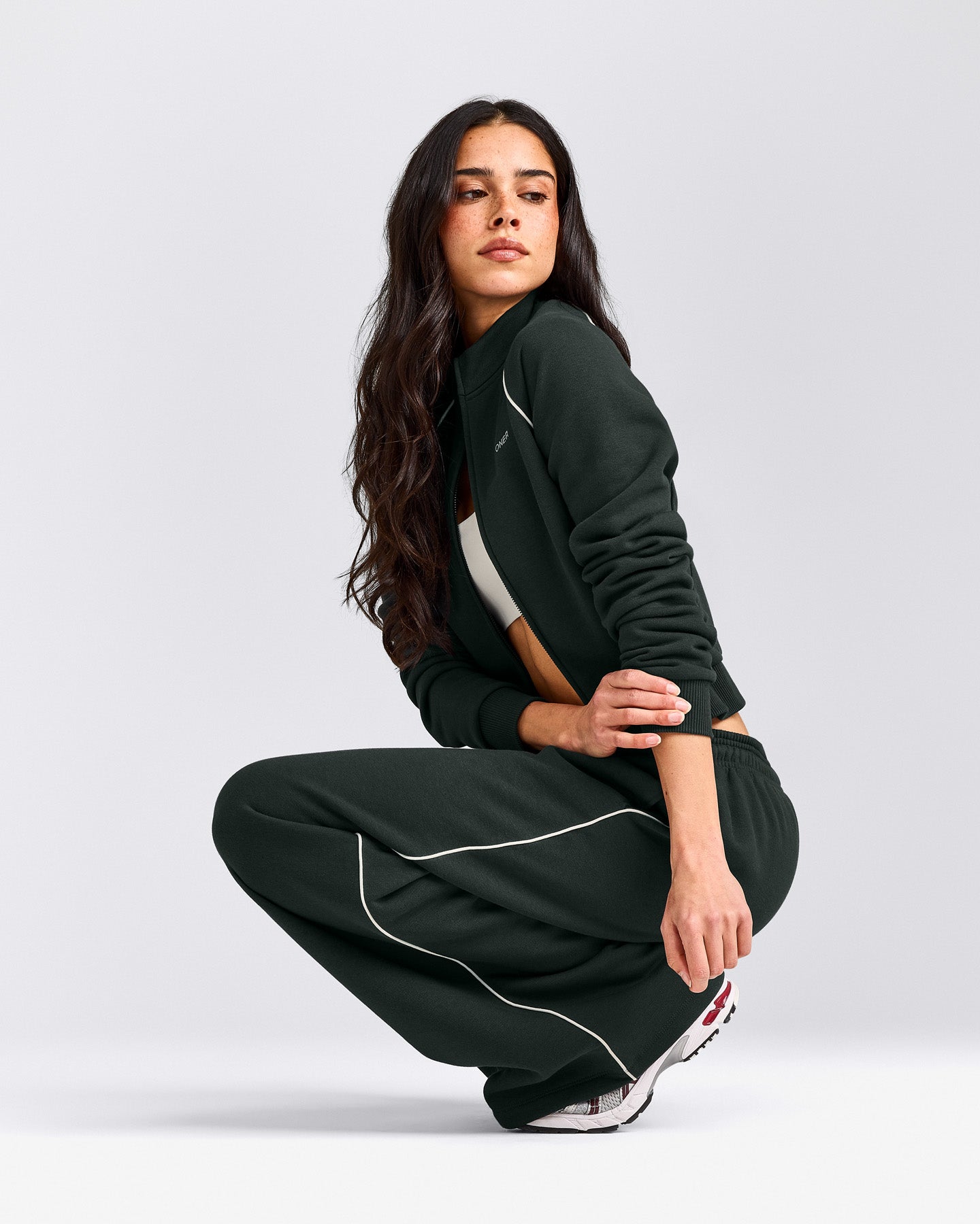 Jersey Tracksuit Zip Through Jacket | Emerald Noir