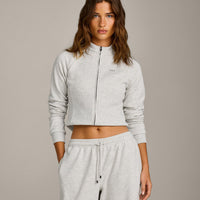 Jersey Tracksuit Zip Through Jacket | Light Grey Marl