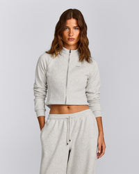 Jersey Tracksuit Zip Up Jacket | Light Grey Marl
